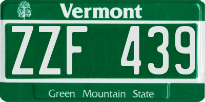 VT license plate ZZF439