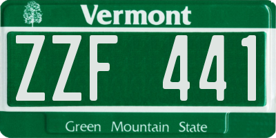 VT license plate ZZF441