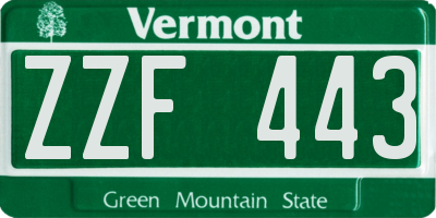 VT license plate ZZF443