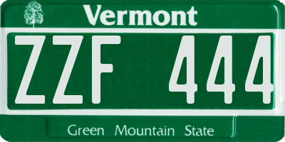 VT license plate ZZF444