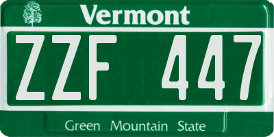 VT license plate ZZF447