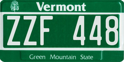 VT license plate ZZF448