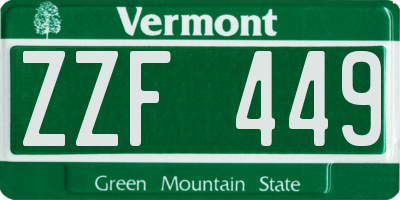 VT license plate ZZF449