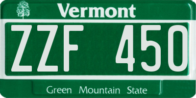 VT license plate ZZF450