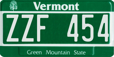 VT license plate ZZF454