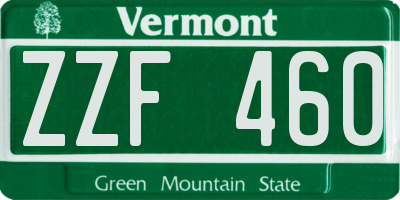 VT license plate ZZF460