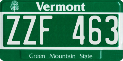 VT license plate ZZF463