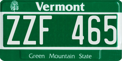 VT license plate ZZF465