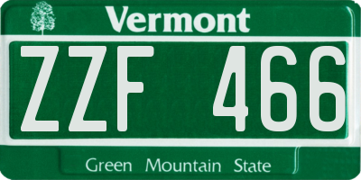VT license plate ZZF466