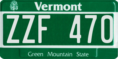 VT license plate ZZF470