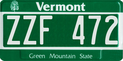 VT license plate ZZF472