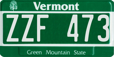 VT license plate ZZF473