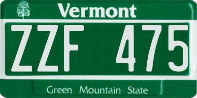 VT license plate ZZF475