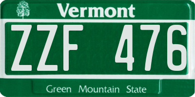 VT license plate ZZF476