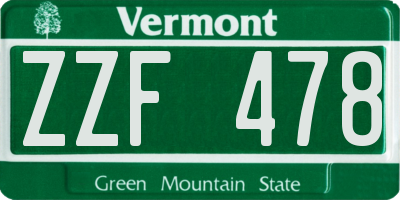 VT license plate ZZF478