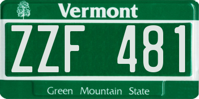 VT license plate ZZF481