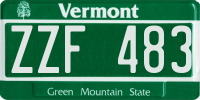 VT license plate ZZF483