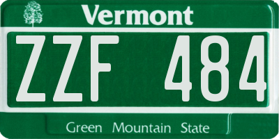 VT license plate ZZF484