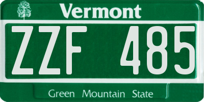 VT license plate ZZF485