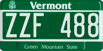 VT license plate ZZF488