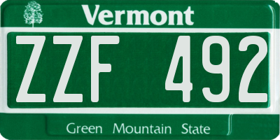 VT license plate ZZF492