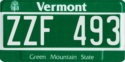 VT license plate ZZF493