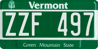 VT license plate ZZF497