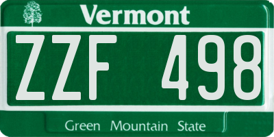 VT license plate ZZF498