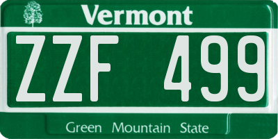 VT license plate ZZF499