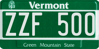 VT license plate ZZF500