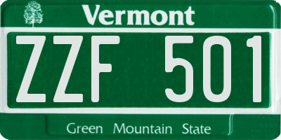 VT license plate ZZF501