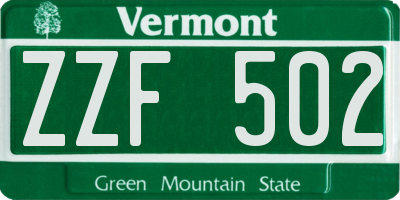 VT license plate ZZF502