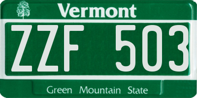 VT license plate ZZF503