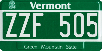 VT license plate ZZF505