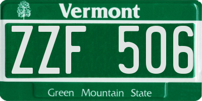 VT license plate ZZF506