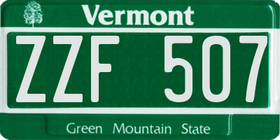 VT license plate ZZF507