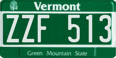 VT license plate ZZF513