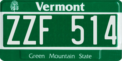VT license plate ZZF514