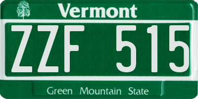 VT license plate ZZF515
