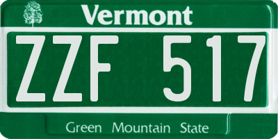 VT license plate ZZF517