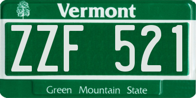 VT license plate ZZF521