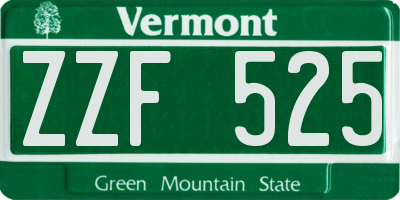 VT license plate ZZF525