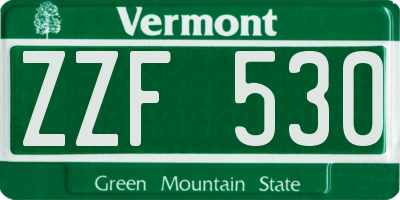 VT license plate ZZF530