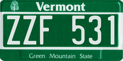 VT license plate ZZF531
