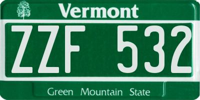 VT license plate ZZF532