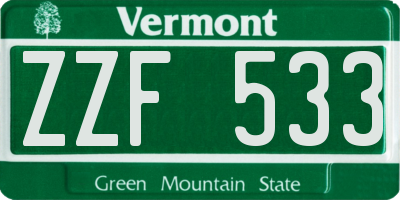 VT license plate ZZF533