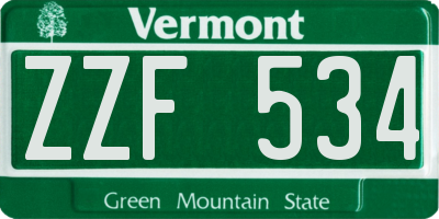 VT license plate ZZF534
