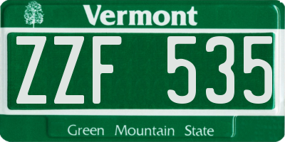 VT license plate ZZF535