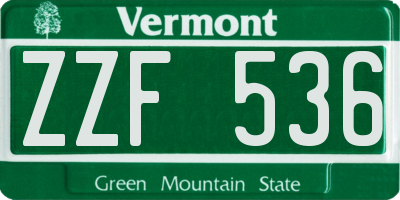 VT license plate ZZF536