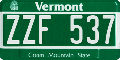VT license plate ZZF537